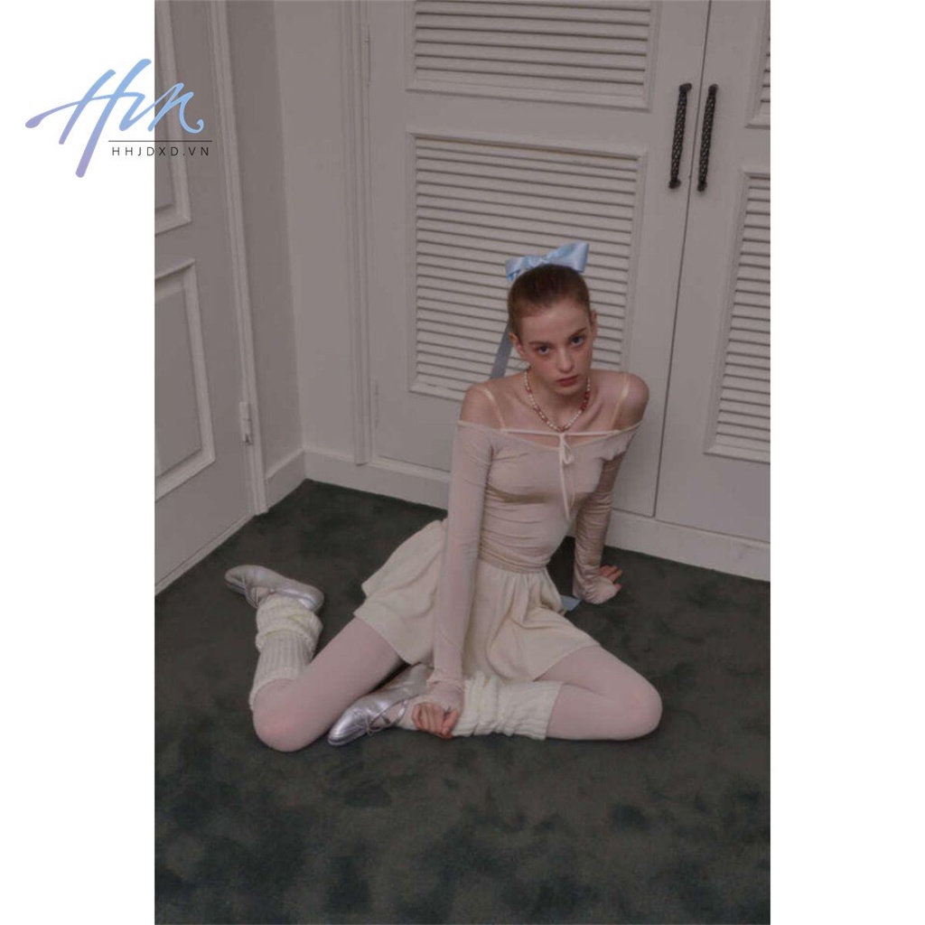 Áo Thun Ba Lê Tay Dài Cổ Phẳng Thiết Kế Mỏng Mùa Xuân Hè Phong Cách Mới Dành Cho Bạn Nữ