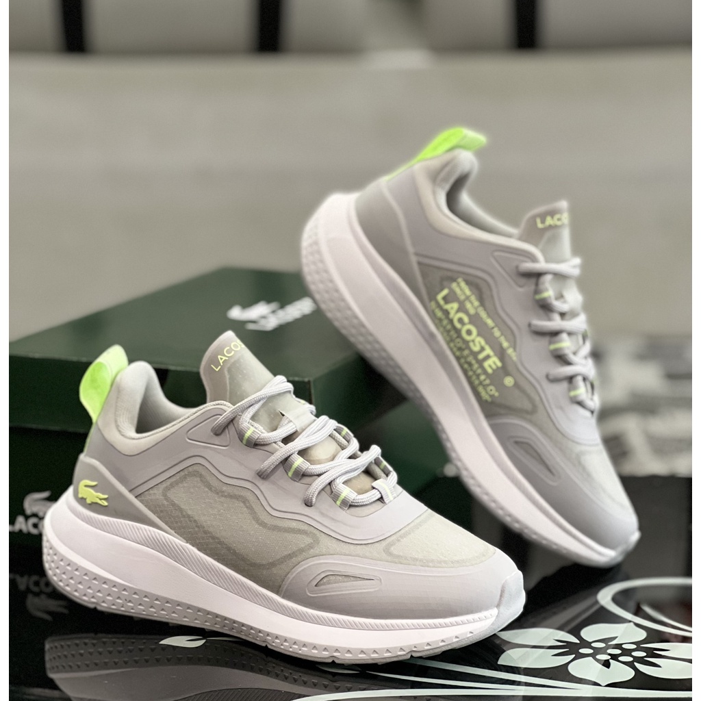 Giày Lacoste Chính Hãng Nữ Màu Xám Dòng Thể Thao Chạy Bộ Full box