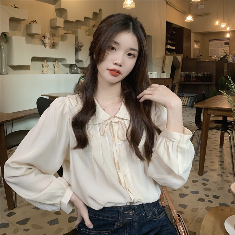 Áo Sơ Mi Kiểu Pháp, Thiết Kế Phong Cách Công Sở tay dài nhũng nhẹ phần bo tay sang chảnh