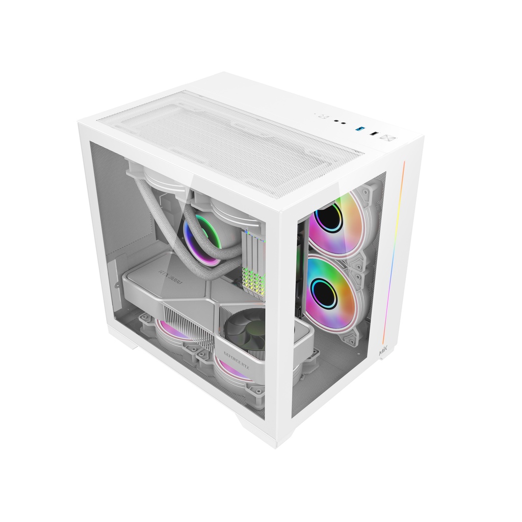 Vỏ Case MIK LV12 MINI ELITE WHITE (Dãy led Argb & Thiết Kế Thông Minh Không Cần Ốc) | BigBuy360 - bigbuy360.vn