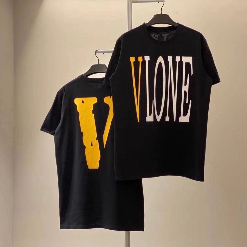 Áo Thun Vlone Tay Ngắn Chất Liệu Cotton Nguyên Chất Phong Cách Đường Phố Âu Mỹ Cho Cặp Đôi