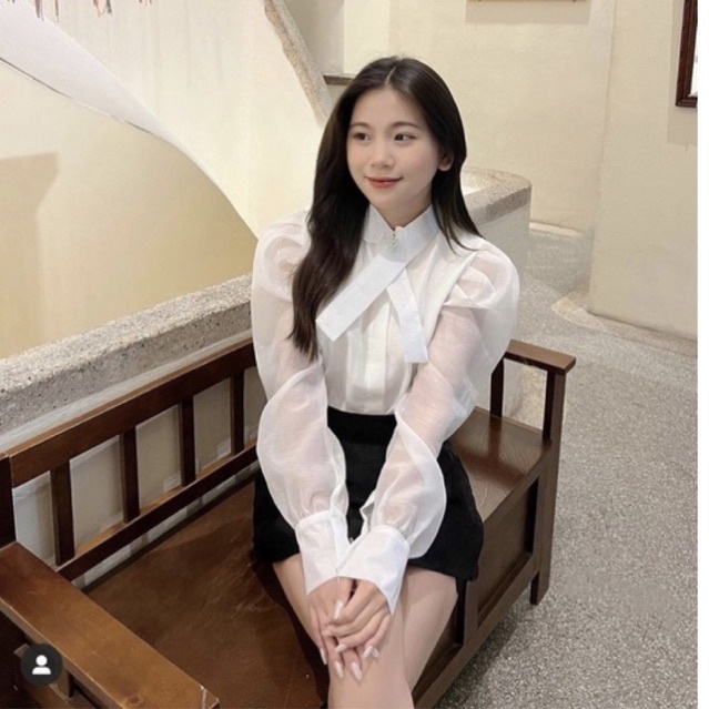 [NEW] Áo sơ mi cổ vát nơ đính hoa đá thanh lịch sang chảnh hàng 2 lớp dày dặn [HÀNG LOẠI 1 ]•JENNYCLOSET ® | BigBuy360 - bigbuy360.vn