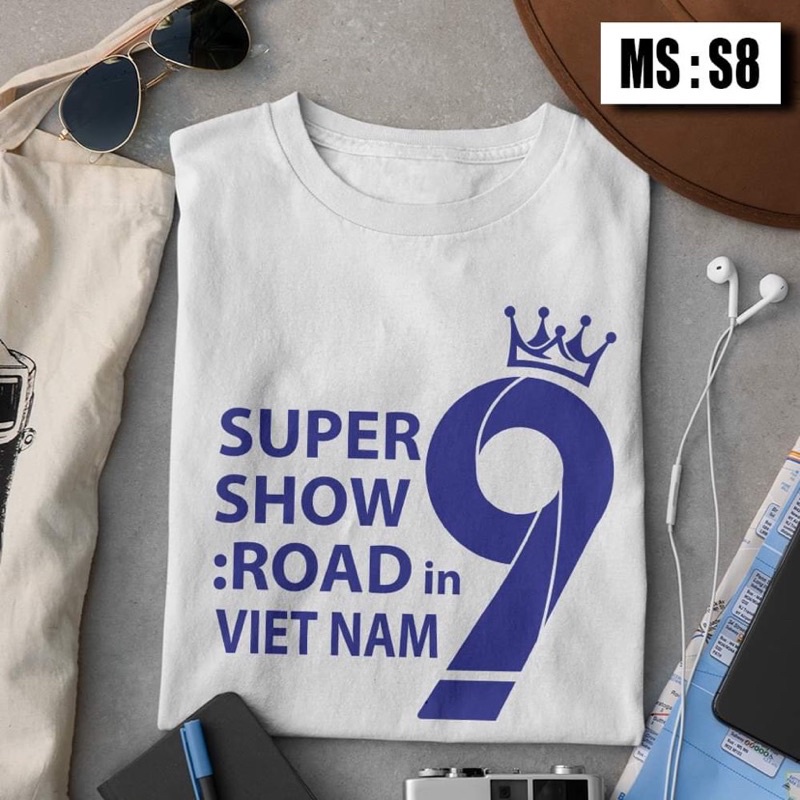 Áo thun Super Junior SS9 in Viet Nam xanh dương trắng Super Show 9 ELF
