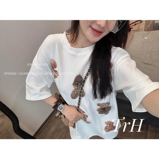Áo Phông Gấu Đính Đá Form Rộng QC L1 (SẴN HỒNG)