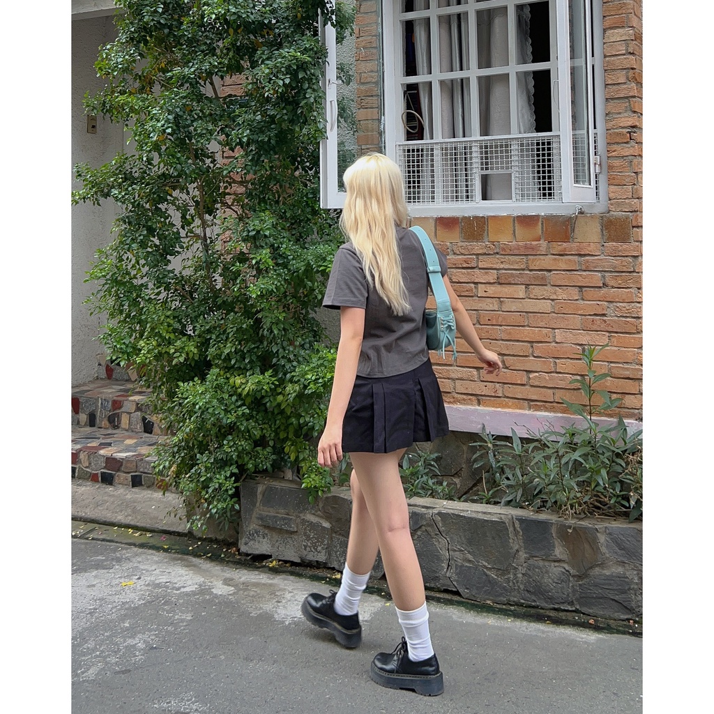 Chân Váy Kaki Xếp Ly PRADIES Low Waist