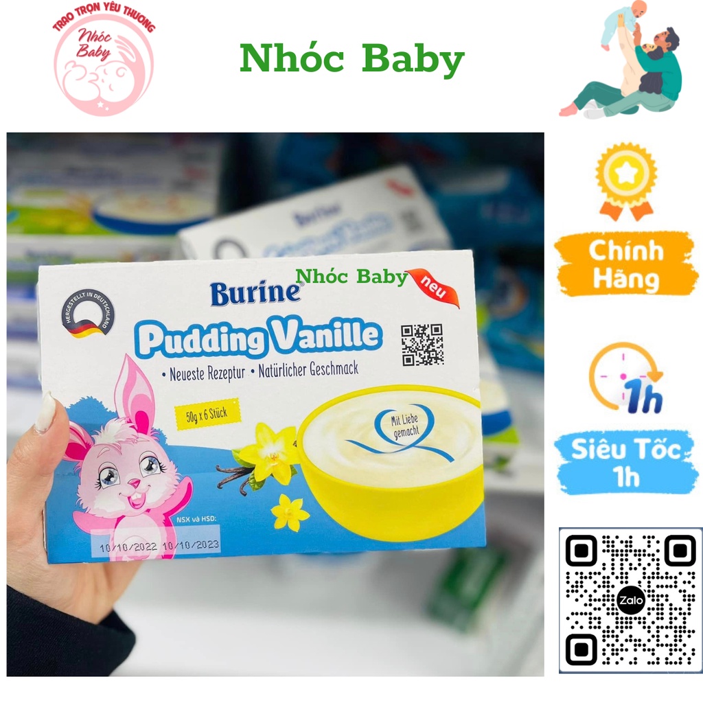 Cháo sữa Burine HiPP ăn dặm Pudding Vani [1 Lốc 6 Hũ] [6x50g] - Thu Vỏ Giấy - Date 11/12/2023 - 1 Đổi 1 Nếu Lỗi NSX