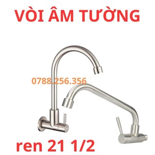 Vòi rửa chén lạnh âm tường Inox 304