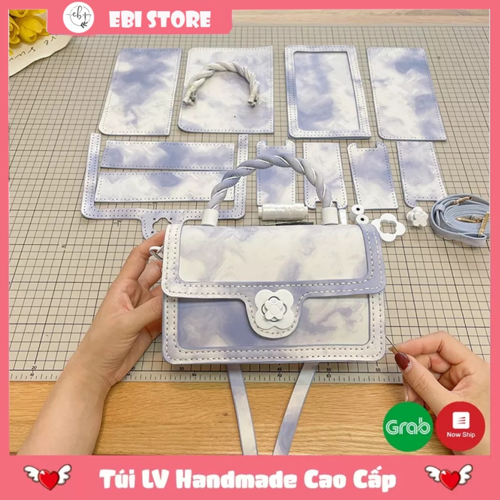 Túi Handmade, Túi Da Tự Đan Mẫu Khoá Hình Hoa Màu Loang Cá Tính, Trẻ Trung Làm Quà Tặng Bạn Gái