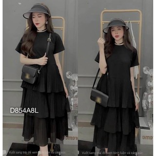 [HỎA TỐC] ĐẦM COTTON SUÔNG BÈO TẦNG DẬP LY DÁNG DÀI ,BẦU BÌ BON CHEN (BIGSIZE)