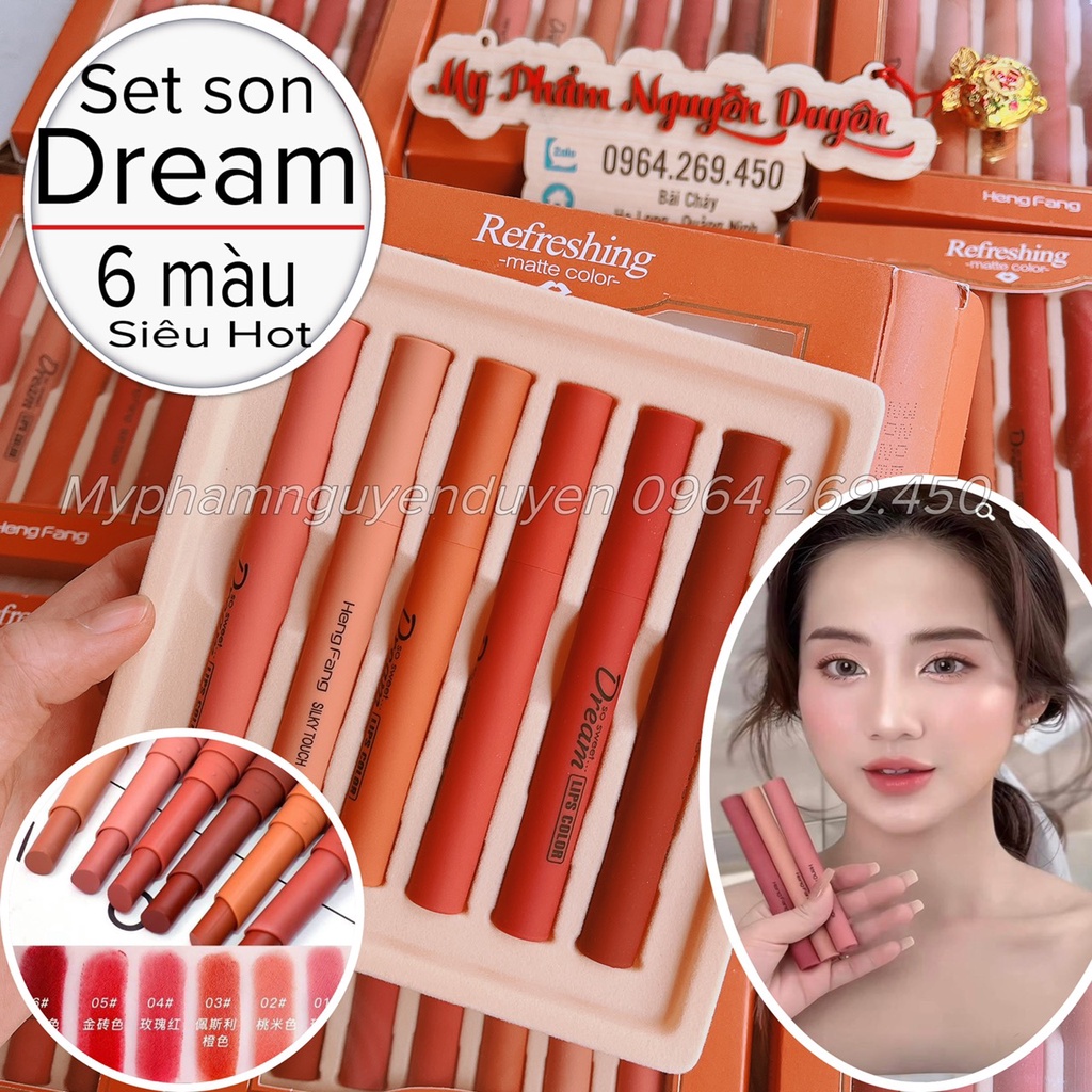 Set Son Thỏi 6 Cây Dream Heng Fang Siêu Lì Mịn Môi Cực Hot Myphamnguyenduyen