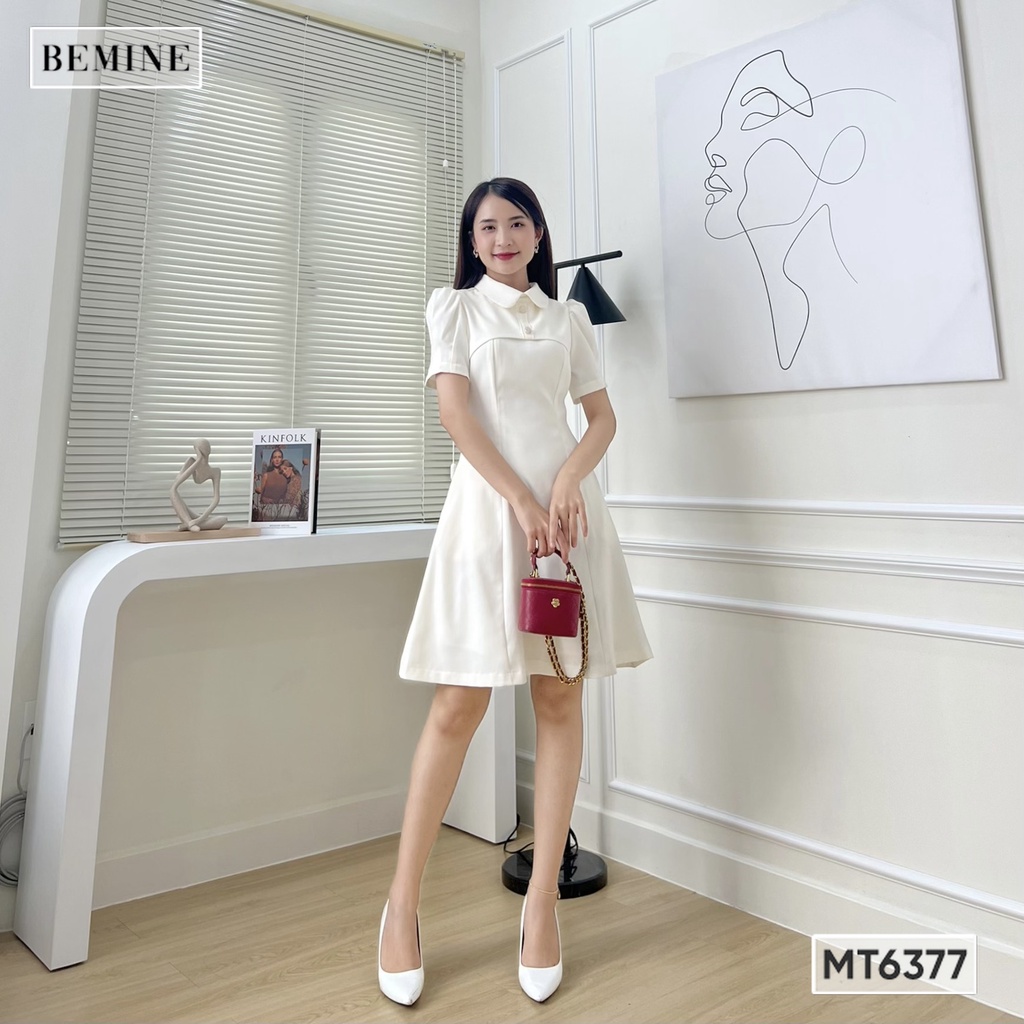 Đầm thiết kế cổ sen ngắn tay BEMINE MT6377