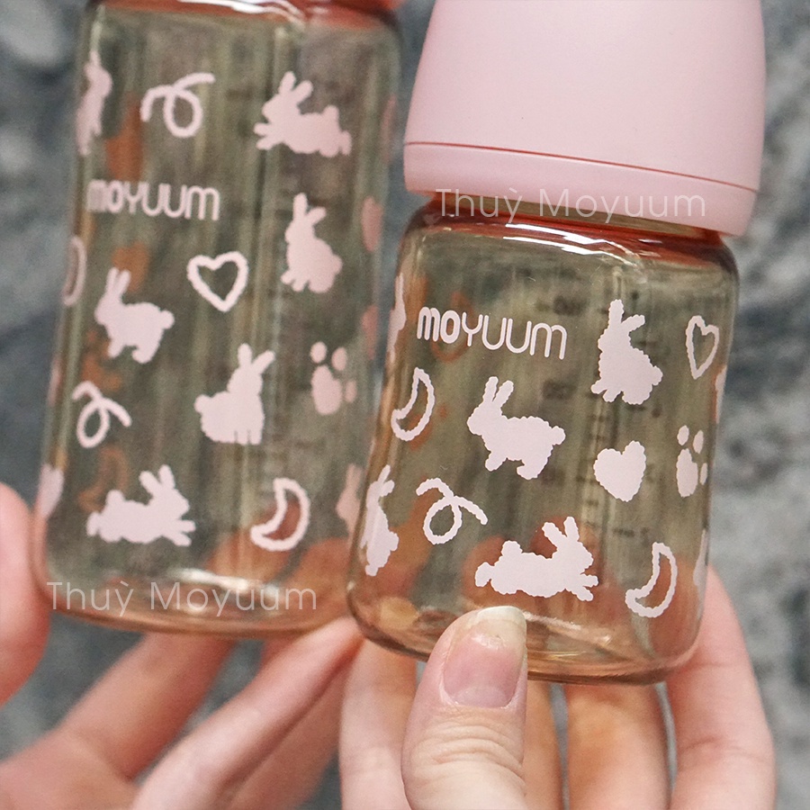 (Chọn Núm) Bình sữa Moyuum 170ml/270ml Thỏ Hồng,Thỏ Xám Hàn Quốc chính hãng (mẫu mới)