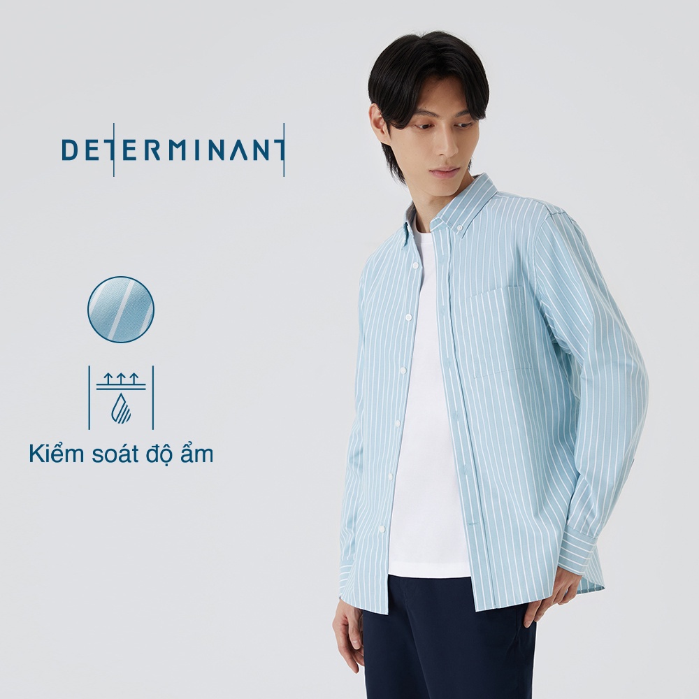 Áo sơ mi nam tay dài Cotton chống sờn vải chống nhăn thương hiệu Determinant - màu Xanh nhạt sọc trắng [CS07]