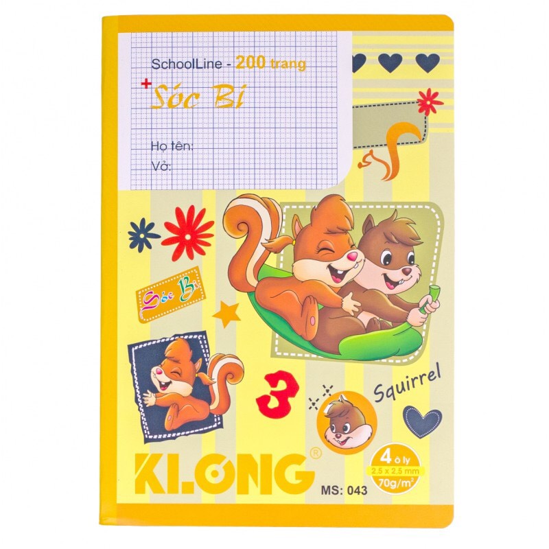 Vở Klong Sóc Bi kẻ 4 ô ly 200 trang : MS 043