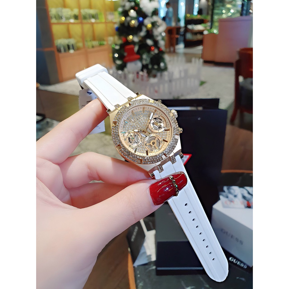 Đồng Hồ Nữ Guess GW0407L1 GW0407L2 GW0407L3 Vỏ Đính Hạt - Dây Silicon - Size 38mm