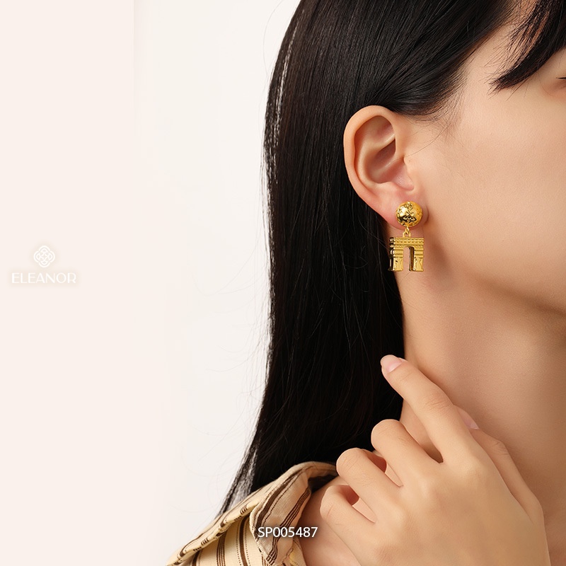 Bông tai nữ chuôi bạc 925 Eleanor Accessories họa tiết Khải Hoàn Môn phụ kiện trang sức 5487