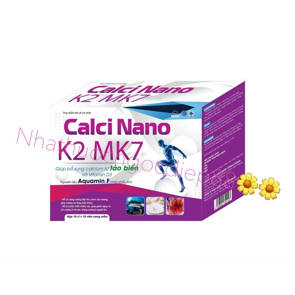 Viên uống CALCI NANO K2 MK7 - bổ sung Canxi D3 K2 MK7 giảm nguy cơ loãng xương (Tím)