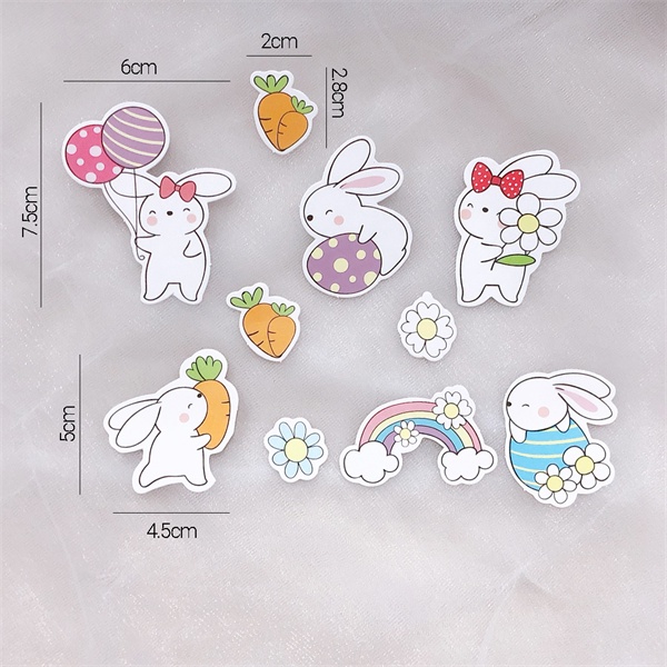 Set que giấy- THỎ cà rốt + cầu vồng hoa