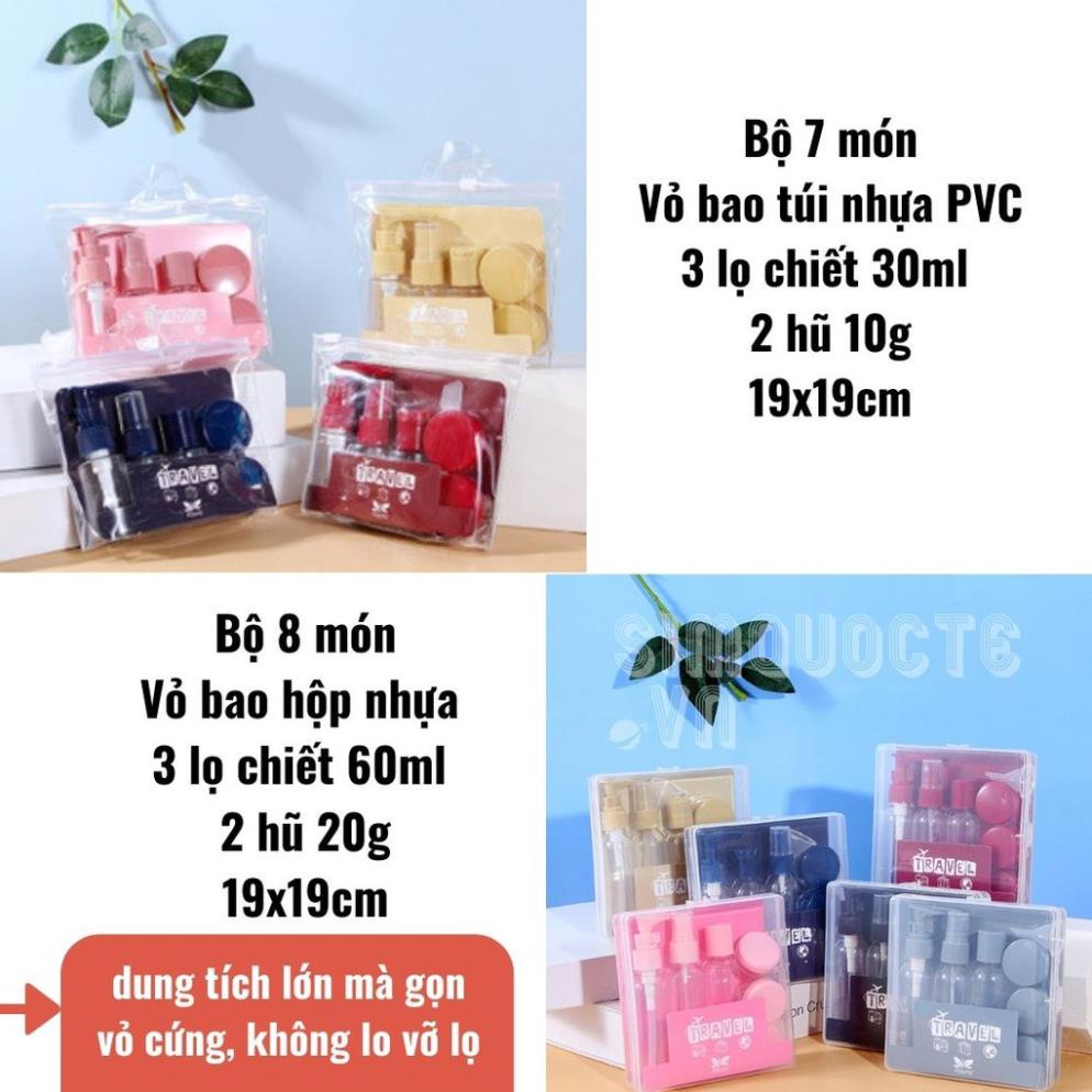 (travel)Bộ chiết mỹ phẩm 8 món kèm hộp nhựa