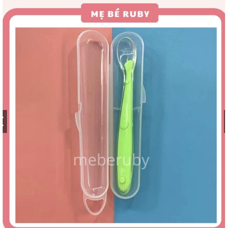 Thìa Silicon Trong Suốt Siêu Mềm Sâu Lòng Giúp Bé Ăn Dặm Dễ Dàng, mẹ và bé Ruby