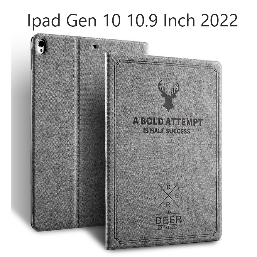 Bao Da Cover Cho Ipad Gen 10 10.9 Inch 2022 Vân Da Tuần Lộc