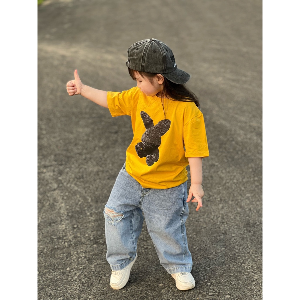 Áo thun gia đình ADLVV thỏ đen full cho bé , áo phông trẻ em unisex , Kid_genz