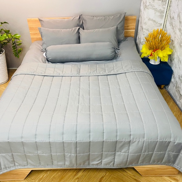 Bộ ga 3 món cotton tici vải đũi một màu nhẹ nhàng,thấm hút tốt