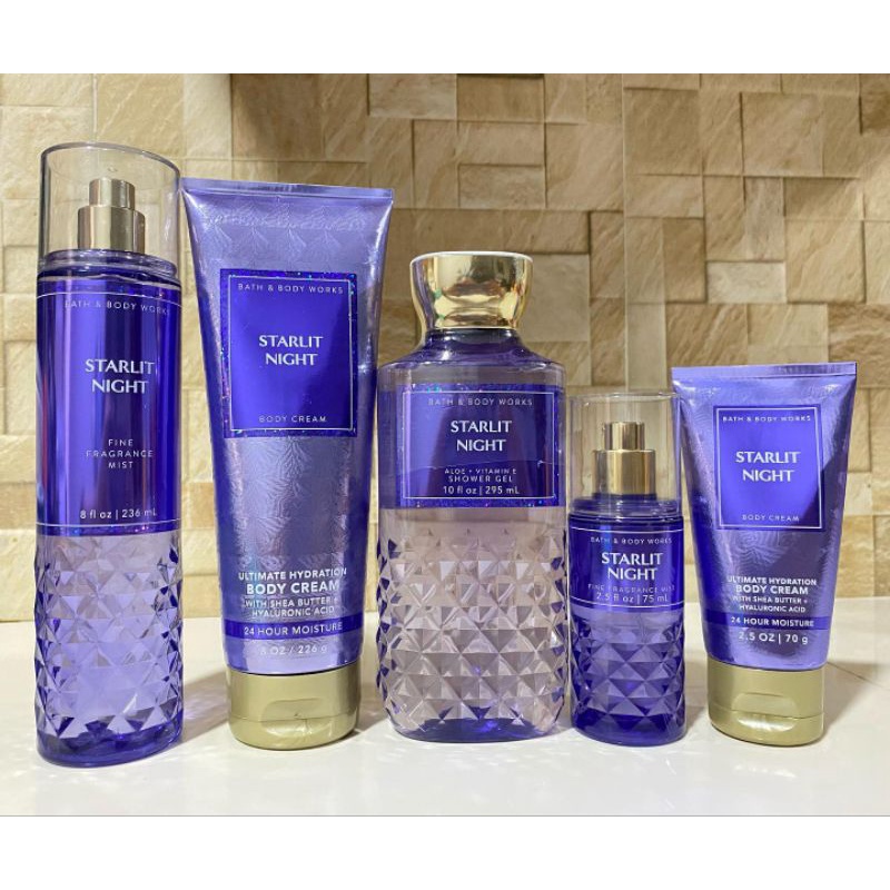 STARLIT NIGHT- Bộ Xịt thơm body mist- Sữa tắm- Dưỡng thể Chăm sóc toàn thân Bath & Body Works