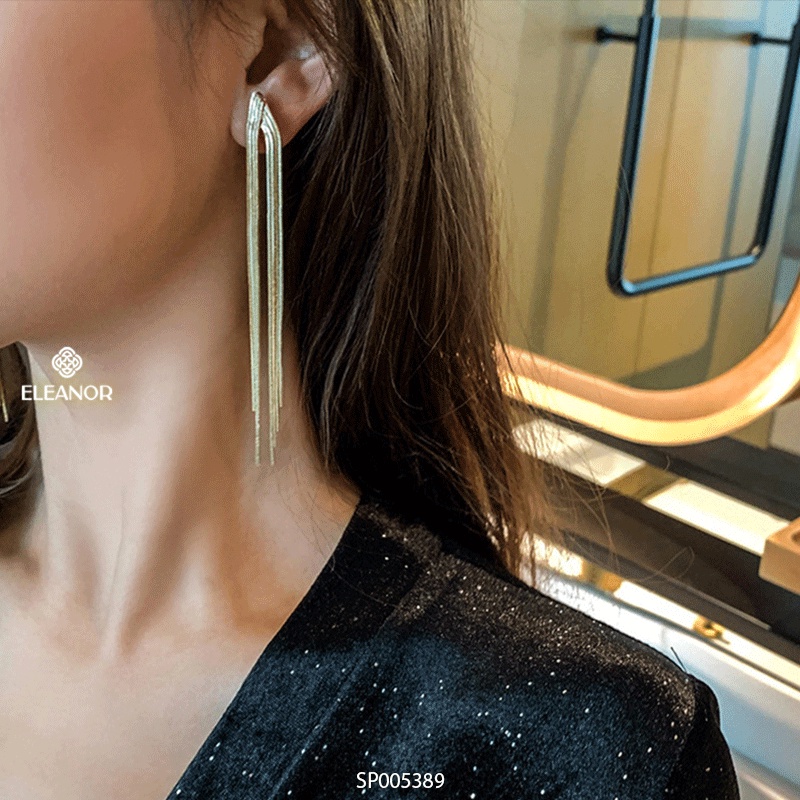Bông tai nữ chuôi bạc 925 Eleanor Accessories dáng dài sợi tua rua phụ kiện trang sức 5389