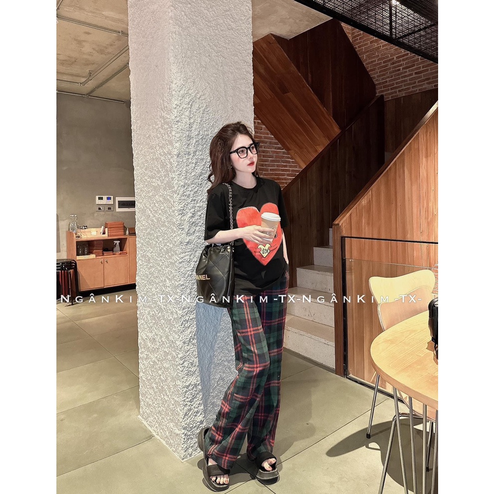 Set tim quần kẻ siêu hot hit về nhiều