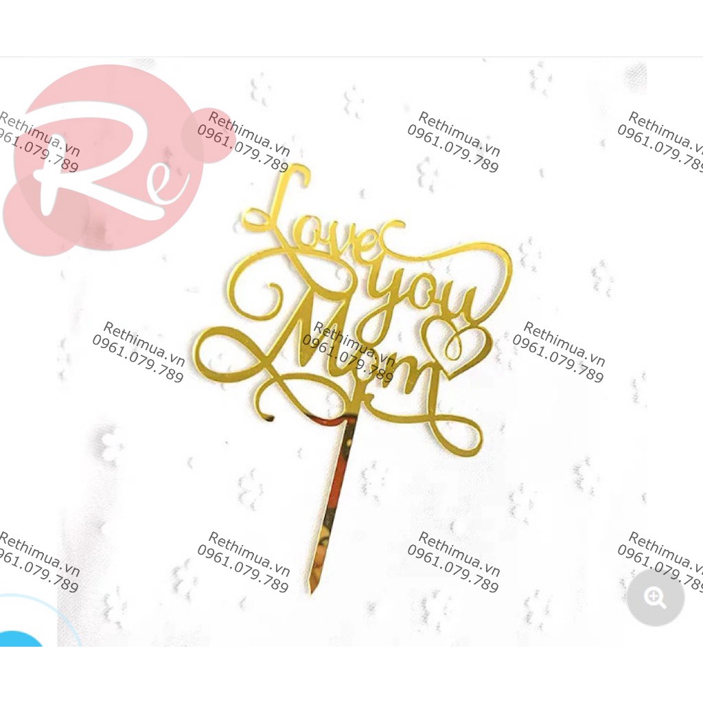 [SIÊU RẺ❤️] - Combo 10 thẻ Topper Meka - Love you mom - Trang trí bánh sinh nhật bánh kem