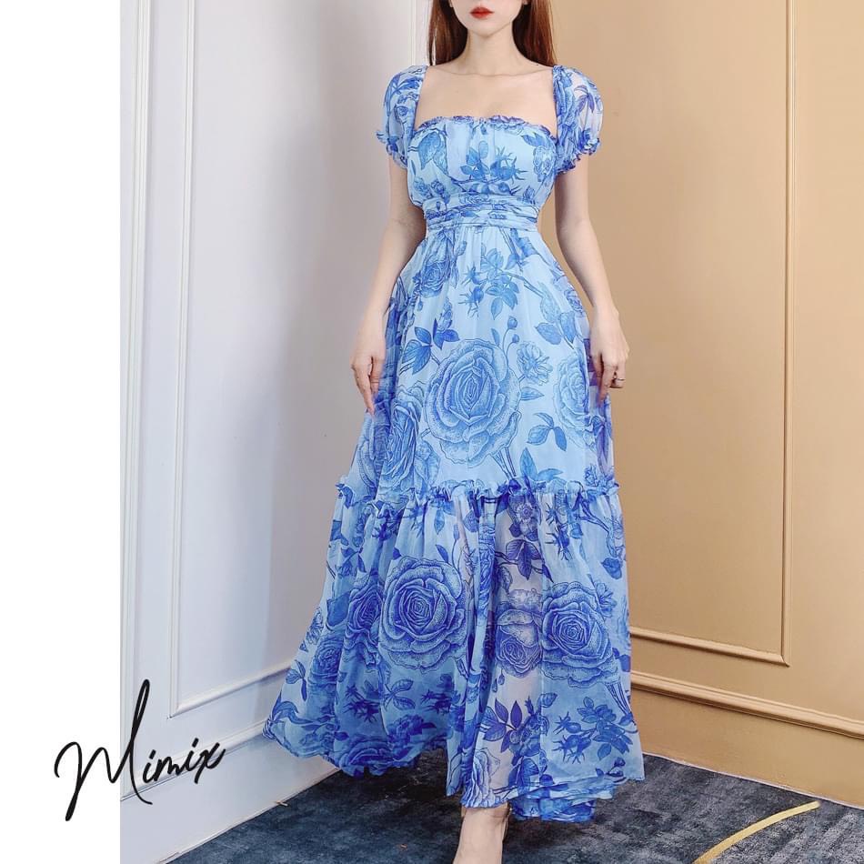 (Shop Thời Trang) ĐẦM XÒE VOAN MAXI MOCKING THỜI TRANG TÔN DÁNG , HỌA TIẾT SIÊU XINH HOT HIT