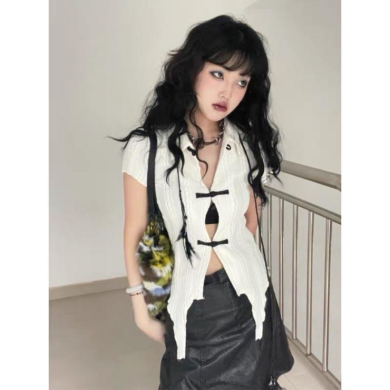 Áo Sơ Mi Trắng Thiết Kế Mới Thời Trang Mùa Hè Theo Phong Cách Trung Hoa Cho Nữ