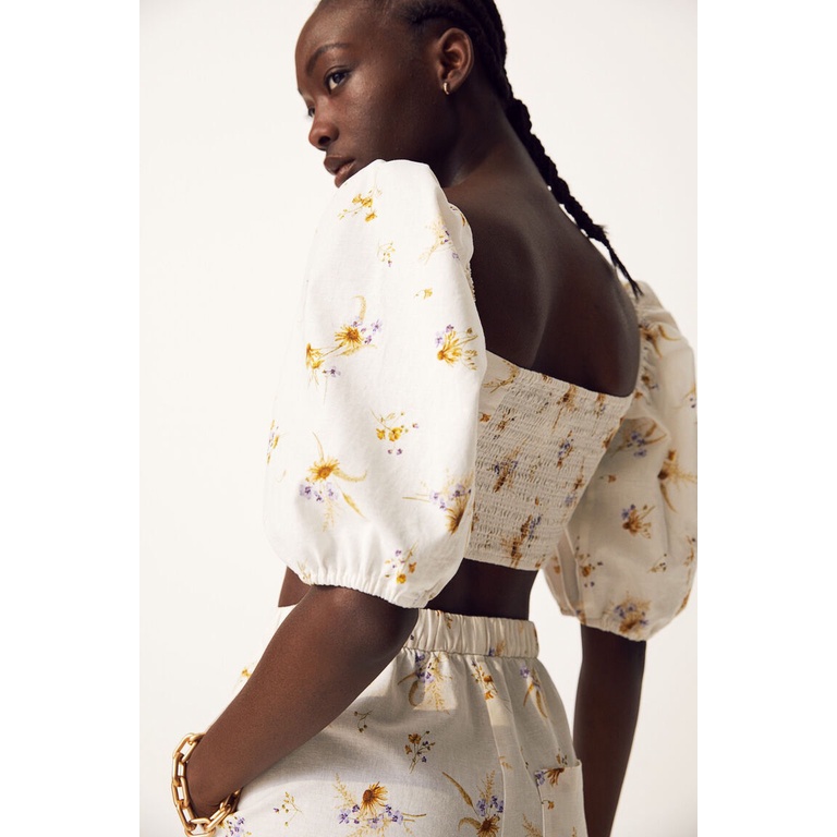 Áo croptop H&M chính hãng 1 mau chất thun line dày dăn cực xịn