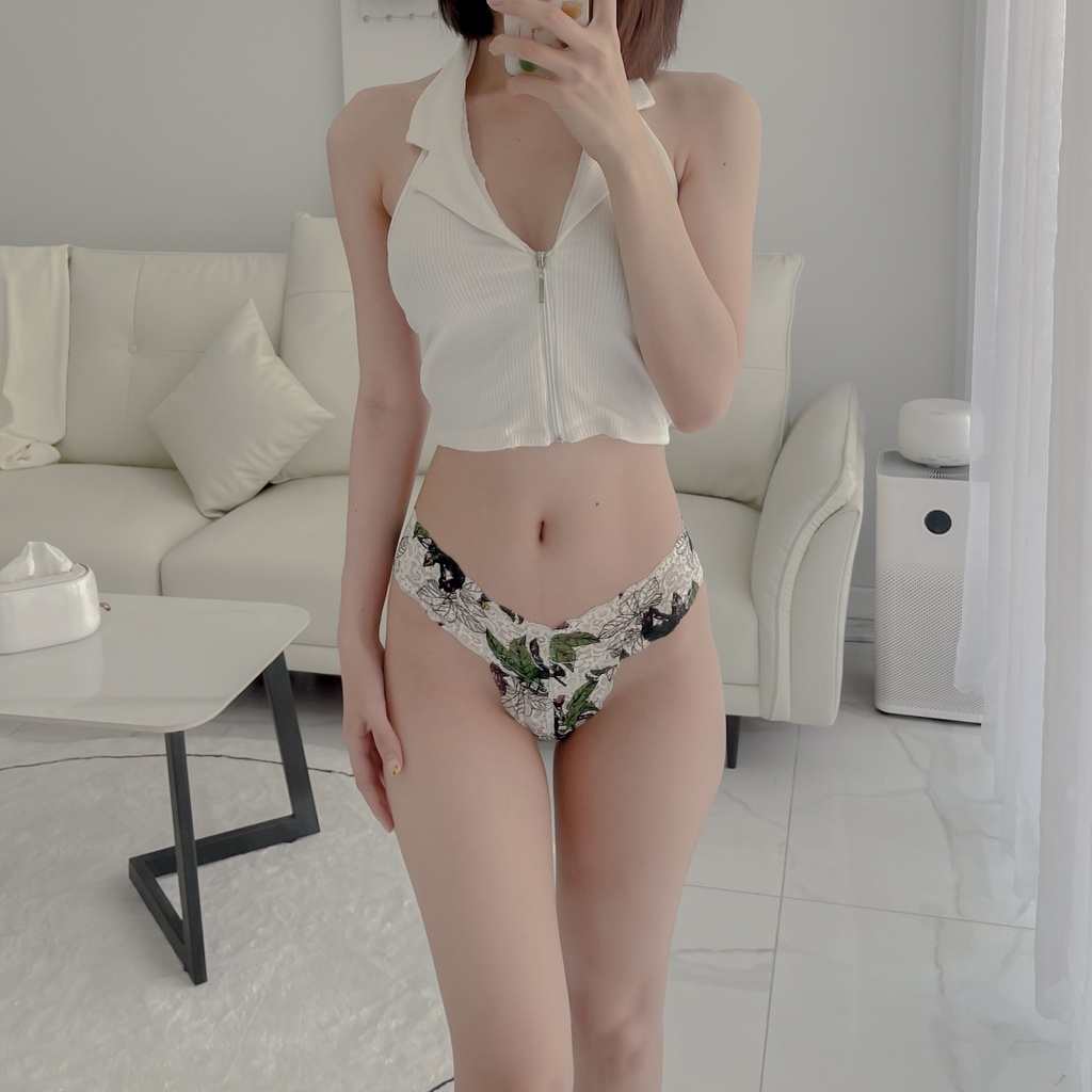 Quần lót ren lọt khe chữ T sexy gợi cảm màu họa tiết KRYSTAL KQT02