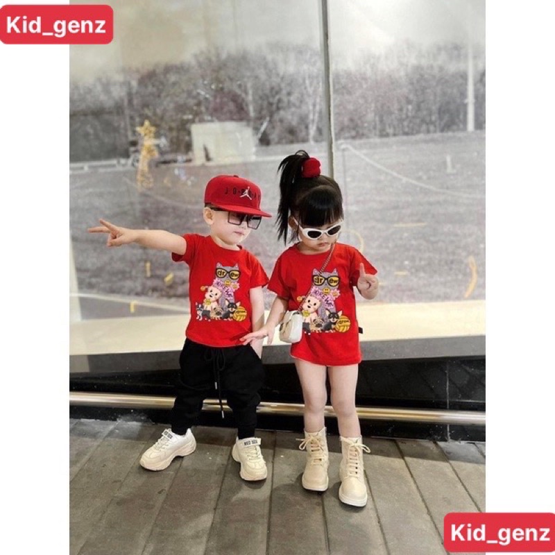 Áo thun cộc tay family cat cho bé , áo phông trẻ em unisex street style , Kid_genZ