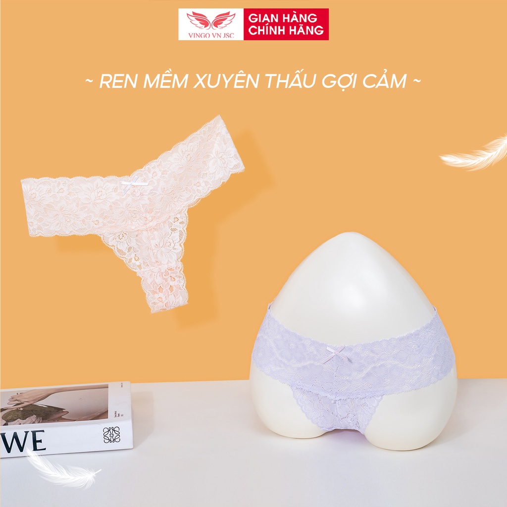 Quần lót ren nữ xuyên thấu sexy VINGO dáng chữ T lọt khe gợi cảm không viền đáy cotton kháng khuẩn thoáng khí W003 VNGO