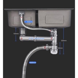 Xi Phông Chậu Rửa Bát Đúc phi 110 bầu xám chống hôi , thoát nhanh