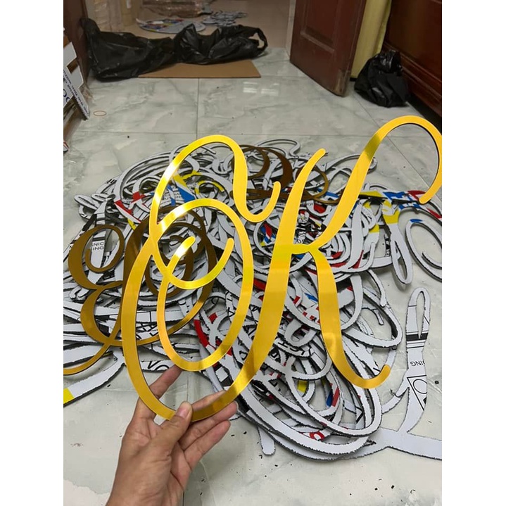 Chữ alu vàng gương cao 30cm trang trí đám cưới. sự kiện, nhận cắt chữ theo yêu cầu...