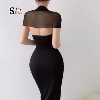 Đầm Body Thiết kế Cổ Phối Lưới Mặc 2 Kiểu Dáng_LAYDIES