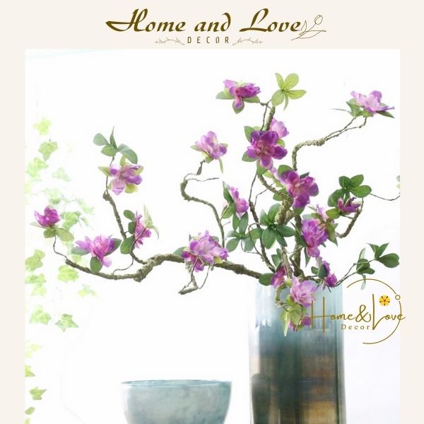 Hoa giả - Cành Hoa Đỗ Quyên dài 90cm - Decor Trang Trí Nhà Cửa