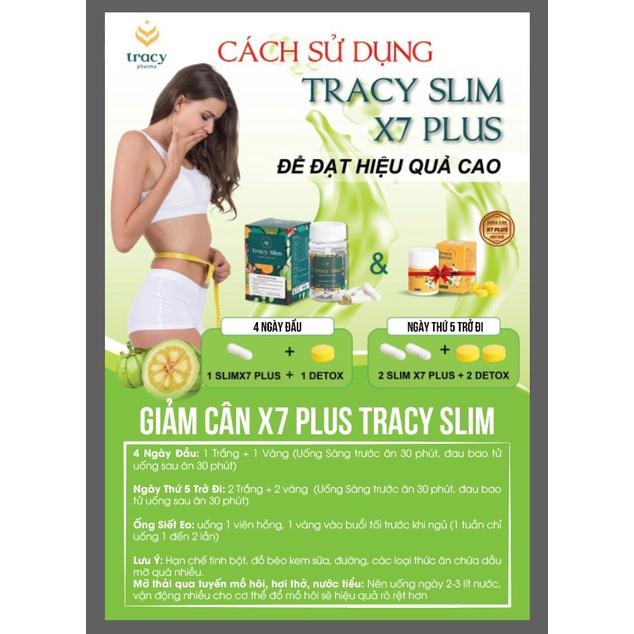 Siêu Giảm Mạnh X7 PLUS Tracy Slim , 30 Viên Tặng 30 Viên Detox Rau Củ