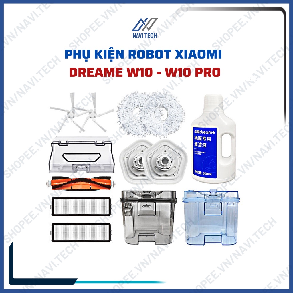 Phụ kiện Robot hút bụi lau nhà Dreame W10, W10 Pro khăn, giẻ lau, chổi cạnh, chổi chính, chổi giữa, lọc bụi, hepa