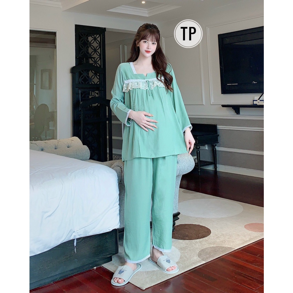Bộ đồ bầu - bộ sau sinh DÀI TAY đẹp giá rẻ cho mẹ bầu và sau sinh ở cữ chất ĐŨI có khóa ti t.lợi