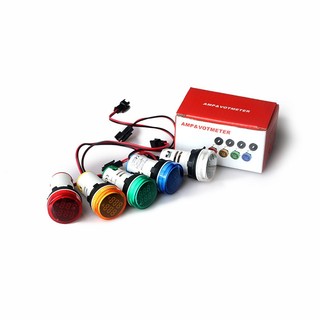 Đèn báo hiển thị kép Volt (50-500V) + Ampe(0-100A) phi 22