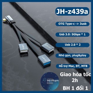 OTG Type-c ra 3 cổng USB cho điện thoại, máy tính bảng, laptop kết nối usb, chuột phím - JH Z439a - Hồ Phạm