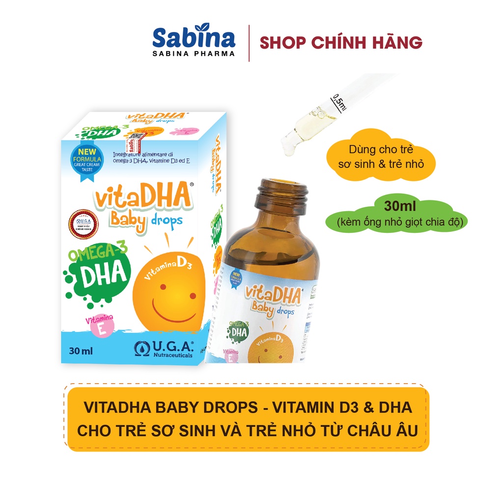 VitaDHA Baby Drops – Bổ sung D3 và DHA từ Châu Âu cho bé 30ml U.G.A. Nutraceuticals S.r.l