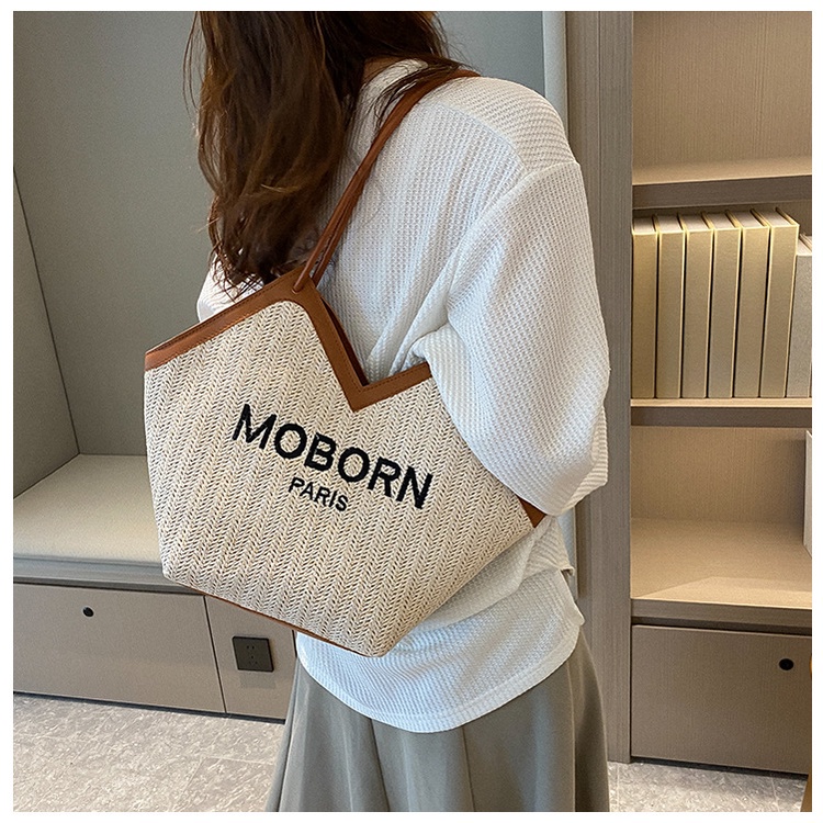 MVP3008 Túi Xách Đan Lát In Chữ Thời Trang Cho Nữ