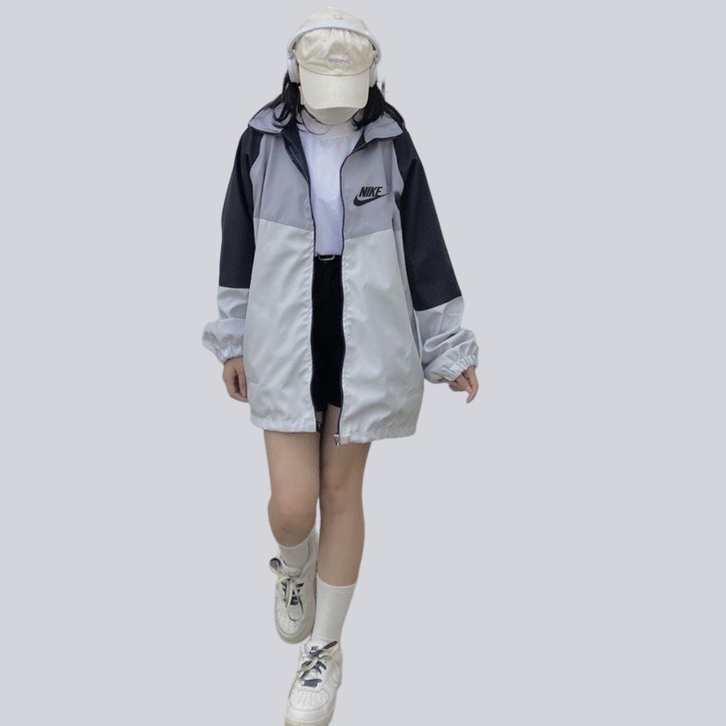 Áo khoác gió Nike chính hãng đôi nam nữ 2 lớp unisex chất liệu dù cao cấp unisex form rộng brand jacket