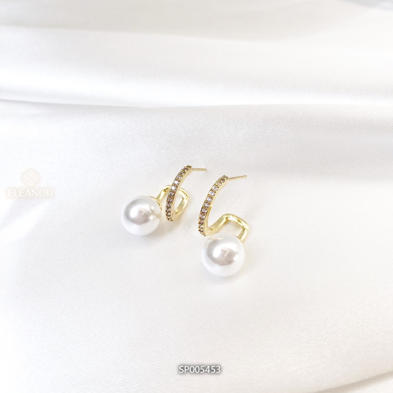Bông tai nữ chuôi bạc 925 Eleanor Accessories đính đá kết hợp ngọc trai nhân tạo phụ kiện trang sức 5453